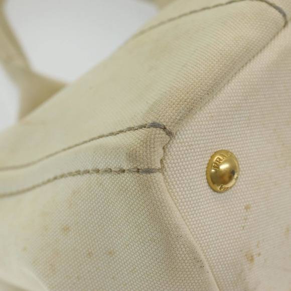 PRADA Canapa MM Hand Bag Canvas Cream Auth 83516 - Picture 13 of 16